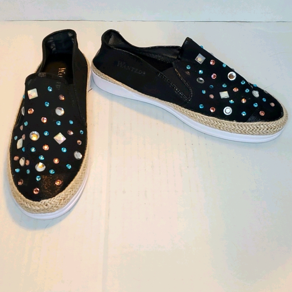 NEW Wanted Blinged Out Canvas Slip On NEW